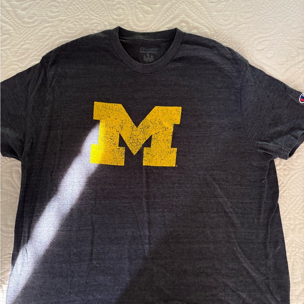 Champion Men's Charcoal Tee with Bold Yellow Graphic
